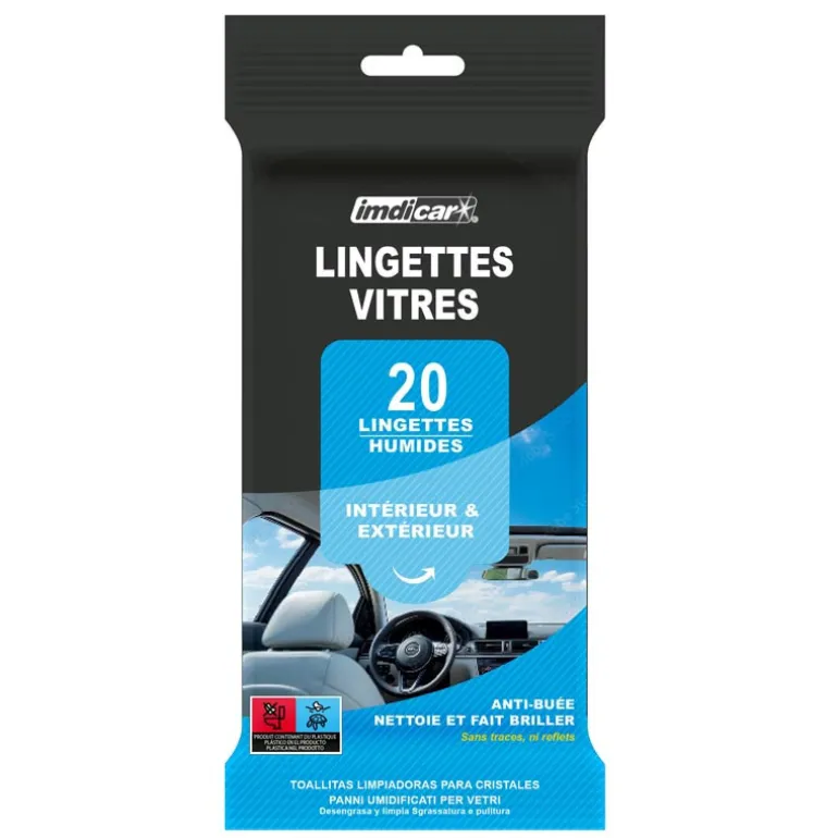20 lingettes nettoyantes vitres