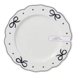 Assiette plate blanche noeud