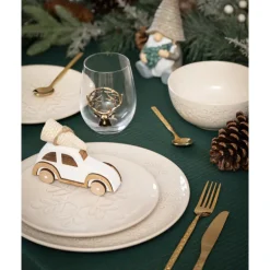 Assiette plate blanche flocon