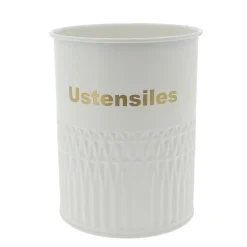 Boite a ustensiles metal & beige