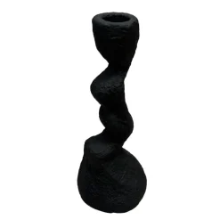 Bougeoir torsade ciment noir