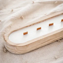 Bougie ovale bois 4 meches