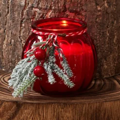 Bougie pot en verre cotele noel