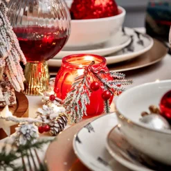 Bougie pot en verre cotele noel