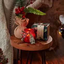 Bougie pot en verre cotele noel