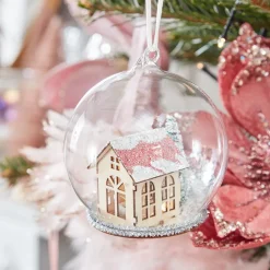 Boule verre maison lumineuse