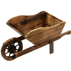 Brouette pot de fleurs en bois b