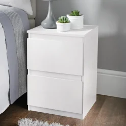 Chevet 2 tiroirs blanc mat