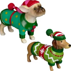 Chiens en noel h13cm