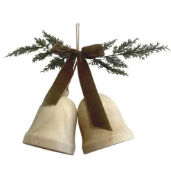 Cloche en bois avec nAud et feui