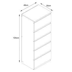 Commode 5 tiroirs clair