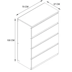 Commode 4 tiroirs finition bois