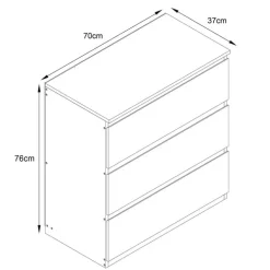 Commode 3 tiroirs finition bois
