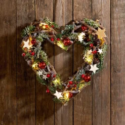 Couronne/etoile/coeur bois lum