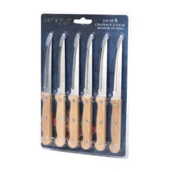 Couteau a steak bois x6