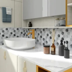 Credence adhesive hexag gris x5