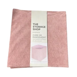 Cube rangement velours rose