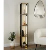 Etagere lampe effet bois fonce /