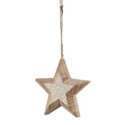 Etoile en bois et avec paillette