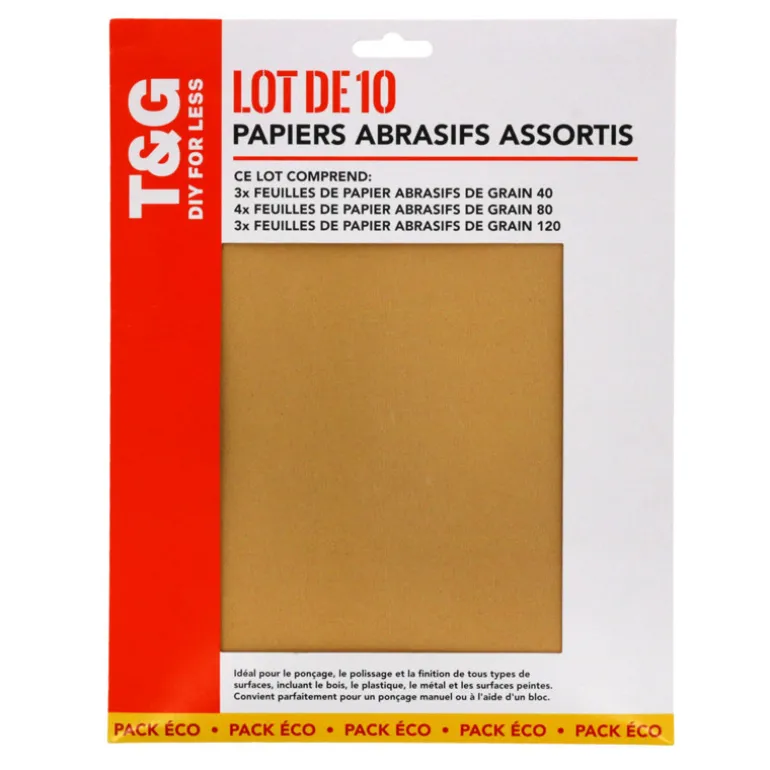 Feuilles de papier abrasif x10