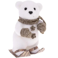 Figurine noel ours gant ski h23c