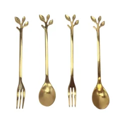 Fourchette a dessert doree x4