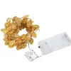 Guirlande led feuilles or