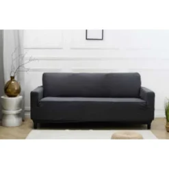 Housse de canape uni 3p taupe