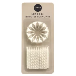 Lot de 24 bougies blanches