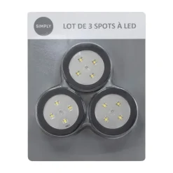 Lot de 3 lumieres led poussoir