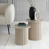 Lot de 2 table piliers creme