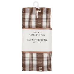 Lot de 2 torchons marron