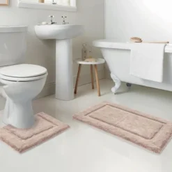 Lot x2 tapis bain beige