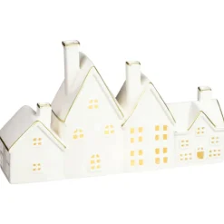 Maison village blanche dore led