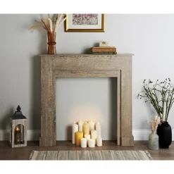 Manteau de cheminee fini bois