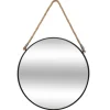 Miroir metal rond corde noir