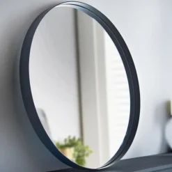 Miroir rond metal noir