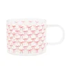 Mug en verre motif noeuds rose