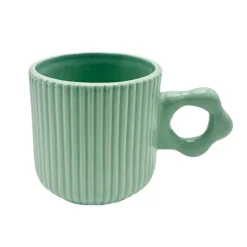 Mug strie avec anse fleur sauge