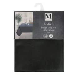 Nappe jacquard relief noir 140x2