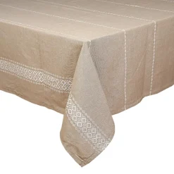 Nappe taupe et motifs creme