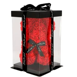 Ourson decoratif en rose 25cm