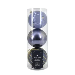 Pack de 3 boules 15cm bleu nuit