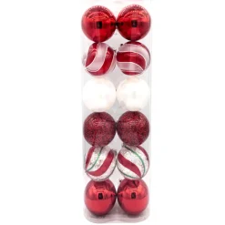 Pack de 12 boules 10cm rouge can
