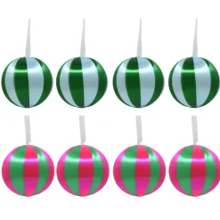 Pack de 4 boules 10cm strie rose