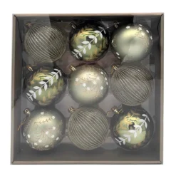 Pack de 9 boules 10cm vert