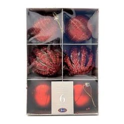 Pack de 6 boules 80mm rouge