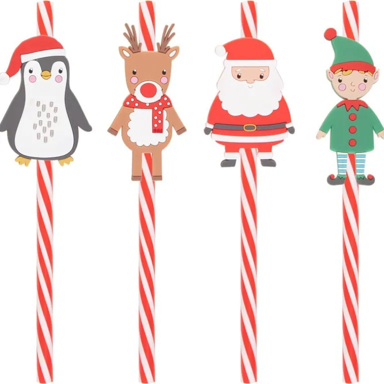 Pack de 4 pailles noel