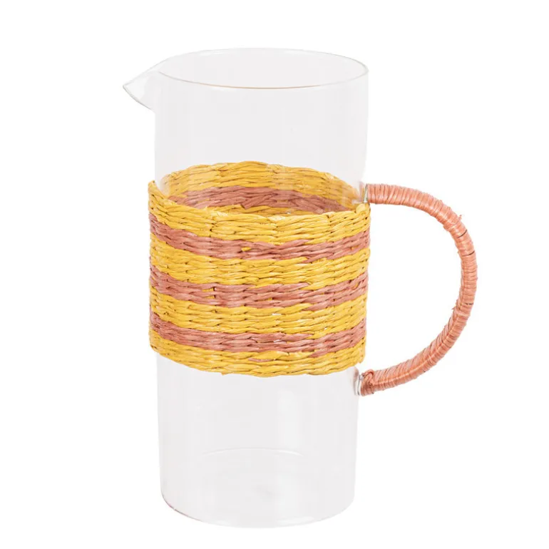 Pichet en verre cerclage paille