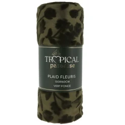 Plaid fleuris 130x160cm vert fon